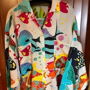 Shirt Silk with Multi Color Fish